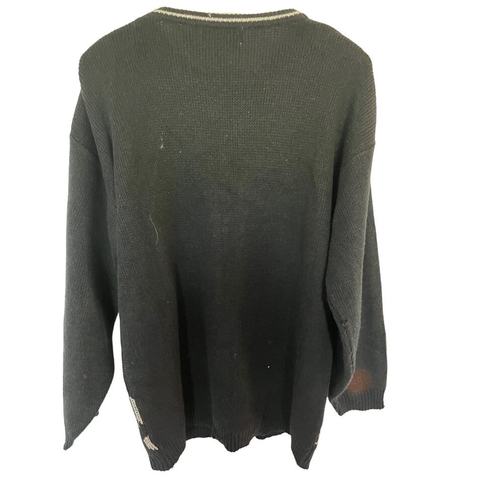 VINTAGE Shenanigans Black and White Patterned Sweater SZ M - Picture 2 of 6